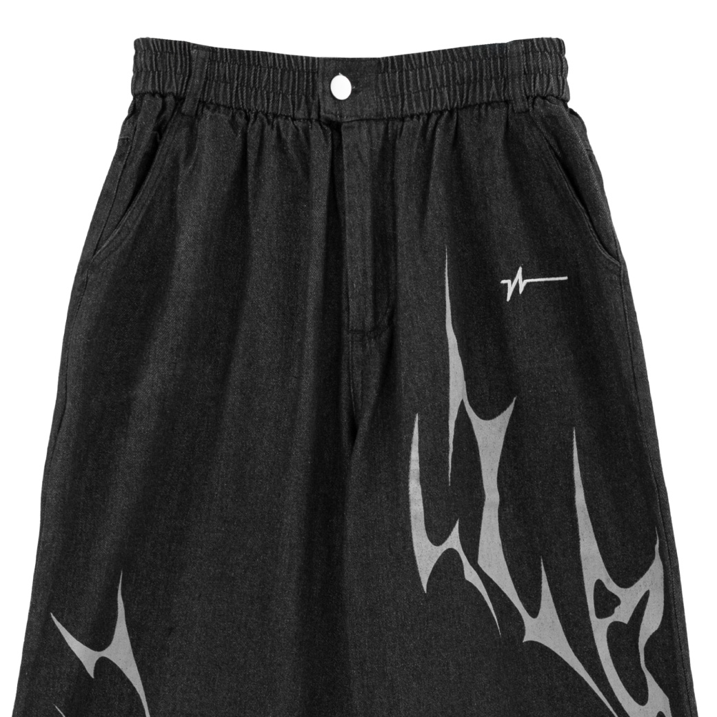 URTHE - กางเกง ขายาว Col. DARKWAVE รุ่น DW TROUSERS สีดำอ่อน สีดำเข้ม