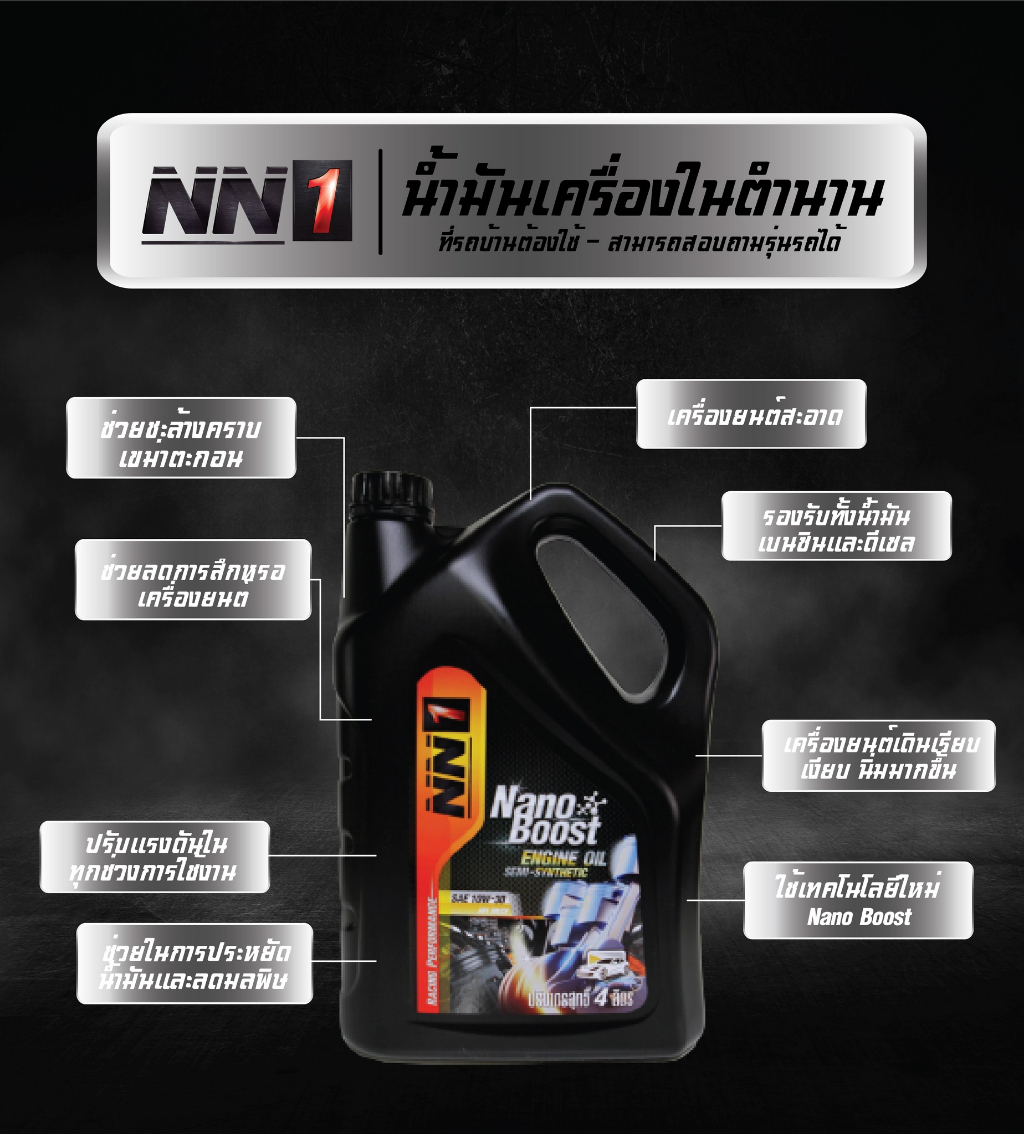 น้ำมันเครื่องรถยนต์ ยี่ห้อ NN1 สำหรับดีเซล ชนิดกึ่งสังเคราะห์ 10W-30 ...