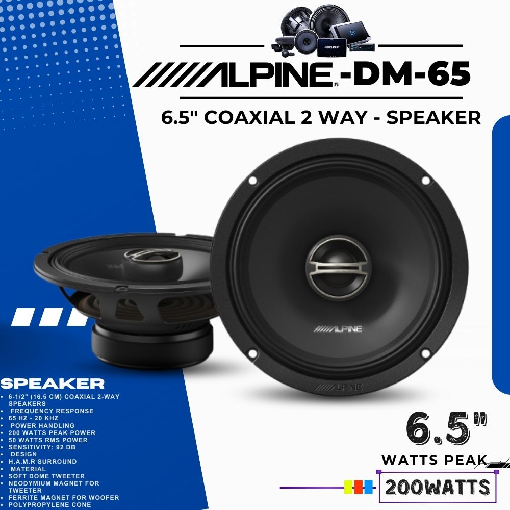 ALPINE DM65 ลำโพงติดรถยนต์ เเกนร่วม 6.5นิ้ว 2ทาง coaxial 200 watts ...