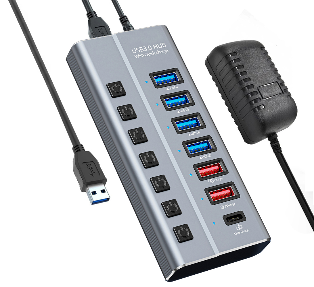 Newtech USB 3.0 Hub 7 PORT HUB USB 3.0 4 Ports Super Hi-Speed DM-506 ...