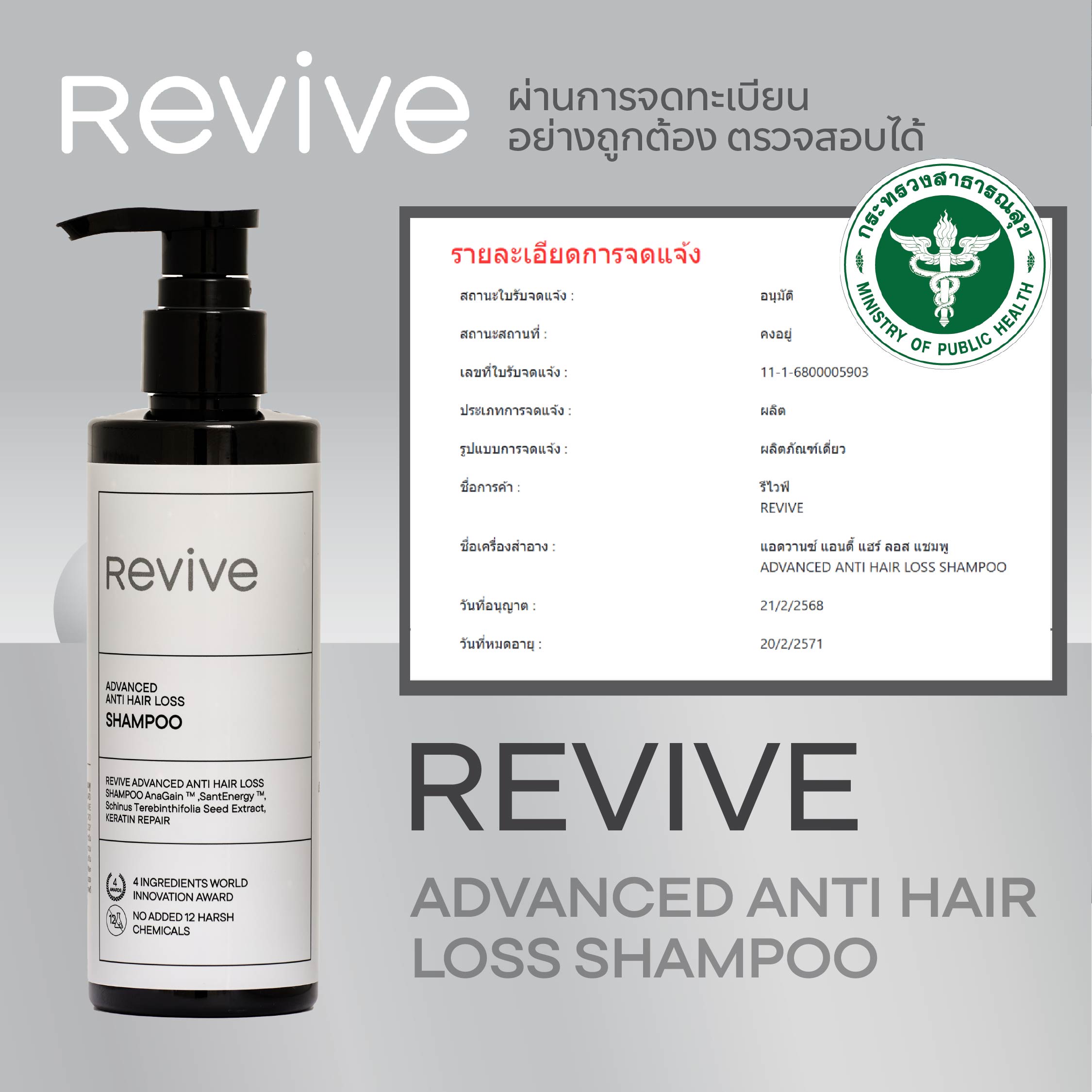 REVIVE Advanced Anti Hair Loss Shampoo รีไวฟ์ แอดวานซ์ แอนตี้ แฮร์ ลอส ...