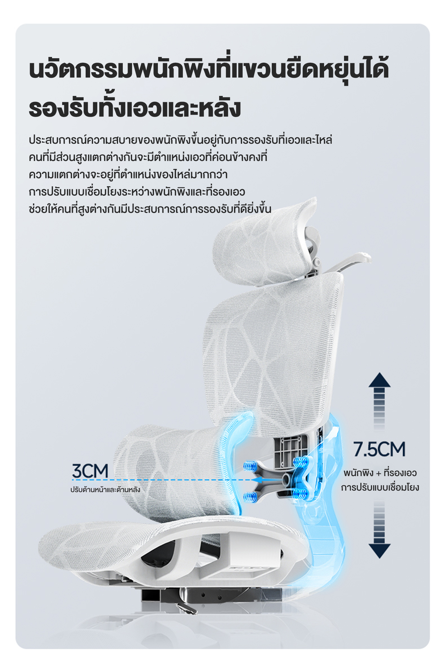 Kris E05 เก้าอี้เพื่อสุขภาพ เก้าอี้สีเทา ดีไซน์ตามหลักสรีรศาสตร์ Ergonomic ระบายอากาศดีเยี่ยม Ergonomic