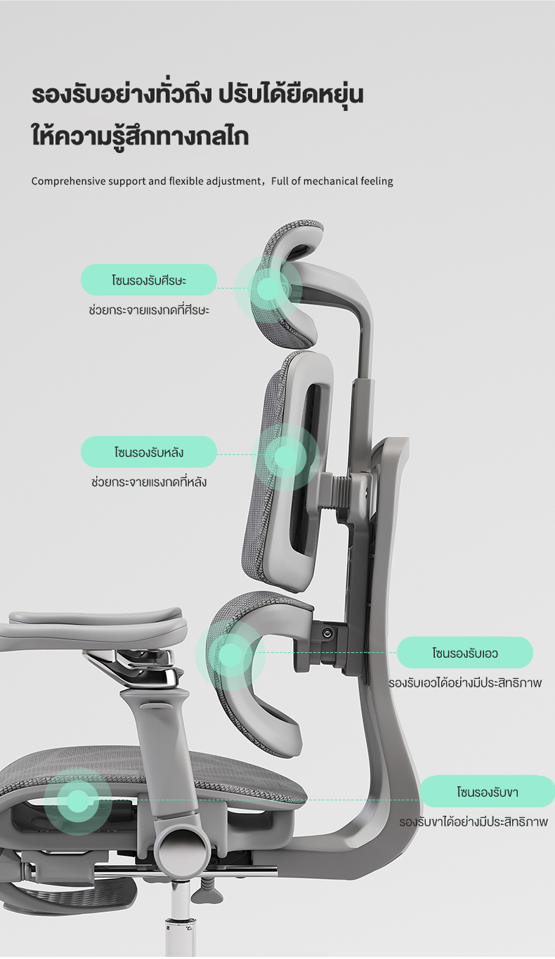 Kris R02 เก้าอี้ที่เหมาะกับสรีระ เก้าอี้ทำงานเพื่อสุขภาพ Ergonomic ระบายอากาศดีเยี่ยม ออกแบบตามหลักสรีรศาสตร์ ฟังก์ชั่นมากมาย ราคาประหยัด  คุณภาพสูง