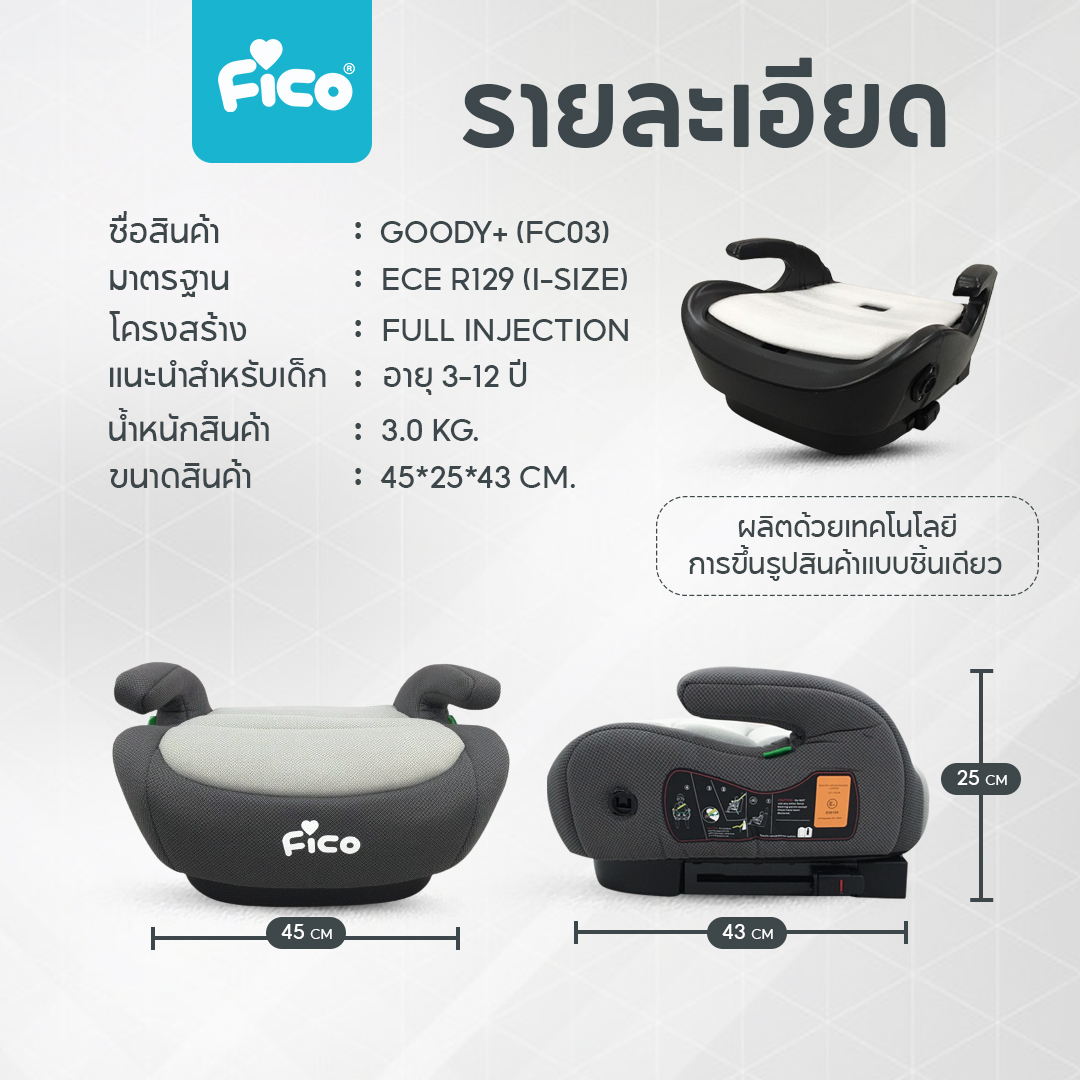 New Arrival !! Fico คาร์ซีทเด็กโต มาตรฐาน I-SIZE รุ่น Goody Pro (บูสเต ...