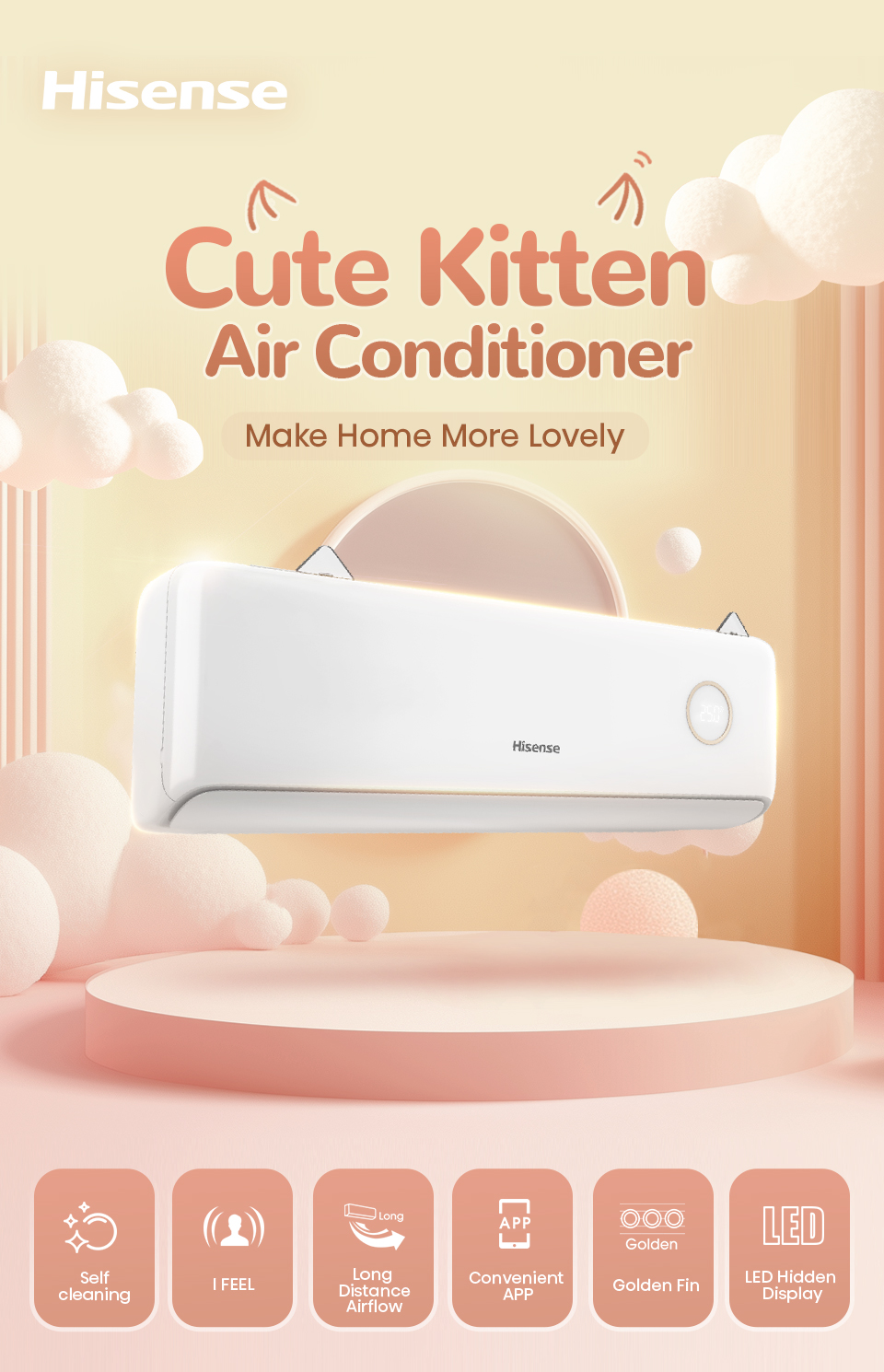 Hisense Cute Kitten Air UC Series ครื่องปรับอากาศติดผนัง ขนาด 10000-12000BTU แอร์ เครื่องปรับอากาศ