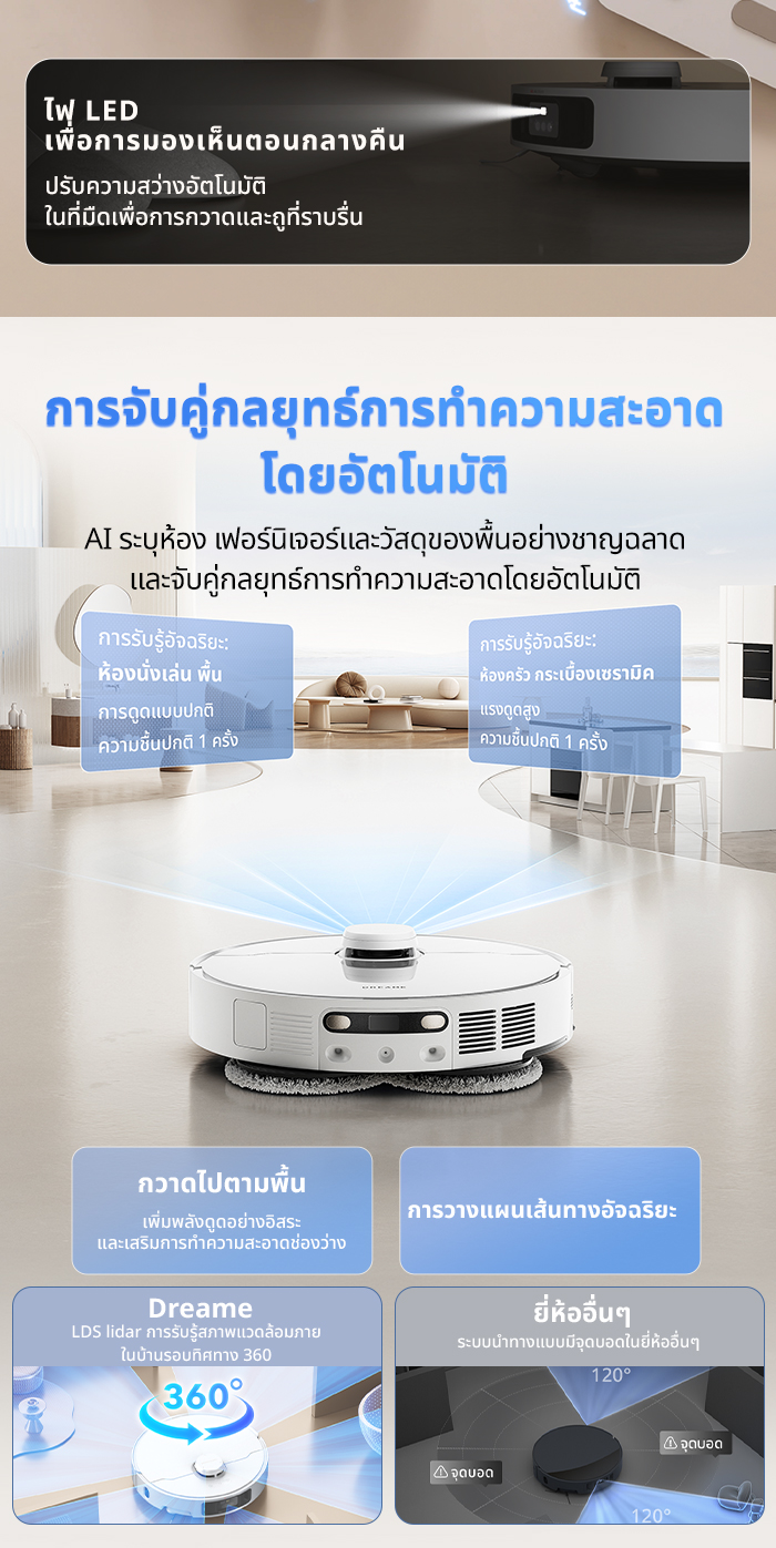 DREAME Bot L30s Ultra Robot Vacuum หุ่นยนต์ดูดฝุ่นถูพื้น ถูพื้น ซักผ้าถู อบผ้า แรงดูดสูงถึง 11,000Pa