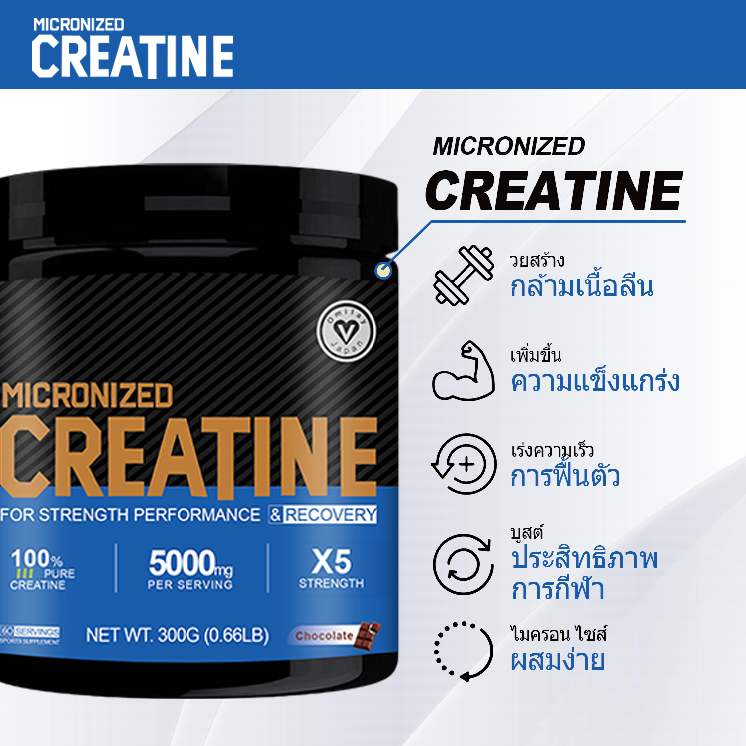 Omilay Creatine for Men and Women ครีเอทีน Creatine Monohydrate Powder ...
