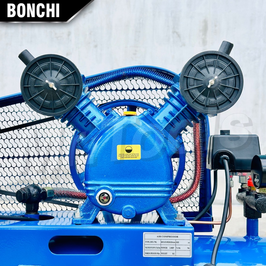 BONCHI ปั๊มลมสายพาน 70 ลิตร ปั๊มลมโรตารี่ ปั๊มลมไฟฟ้า ถังลม เติมลม ...