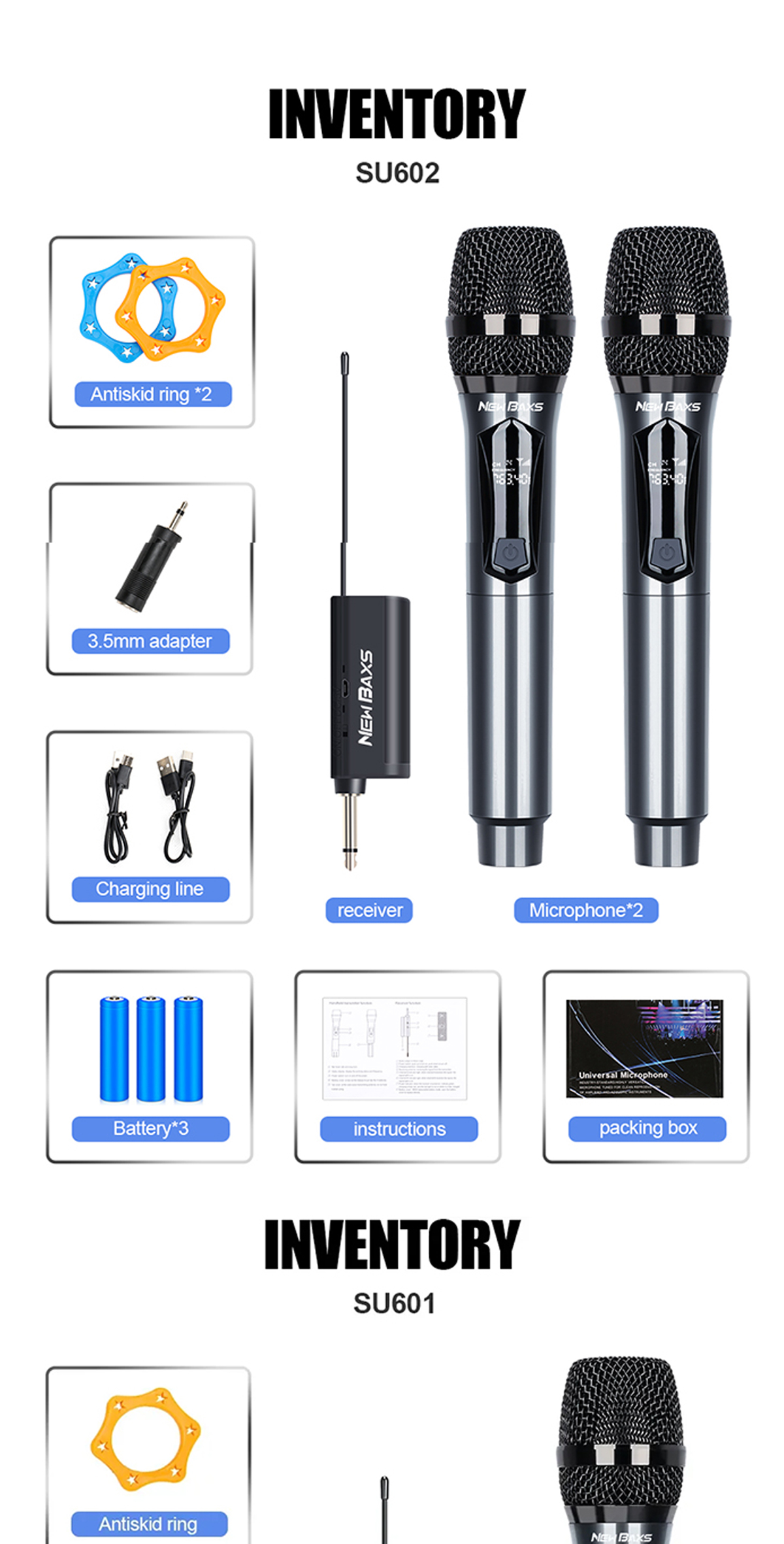 NEW BAXS UX01/UX02/UX04 ไมโครโฟนไร้สายชาร์จไมโครโฟนรับระยะทาง 50M รอบ ...
