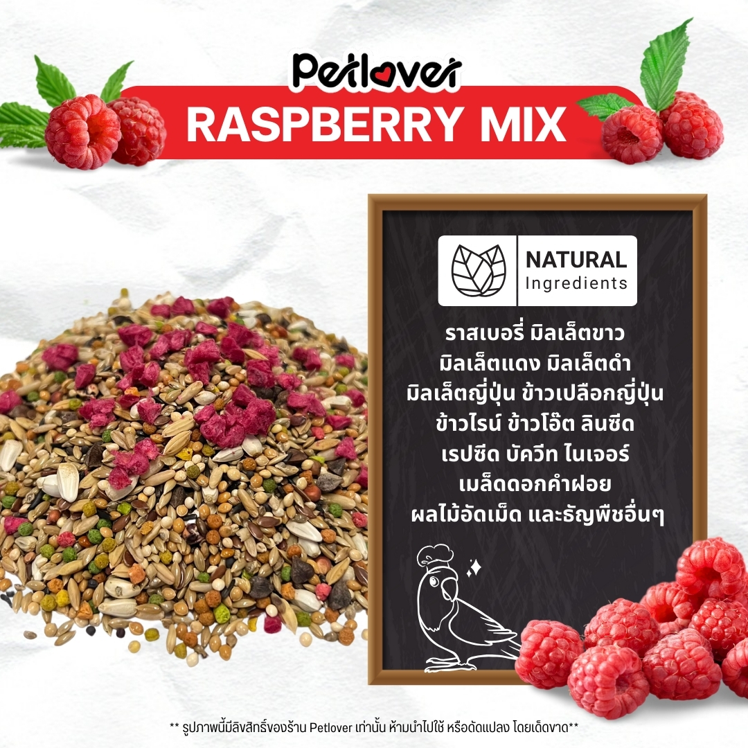 Rasberry Mix อาหารนกแก้ว ผสมราสเบอรี่ฟรีซดราย สูตรพรีเมี่ยม สำหรับนก ...