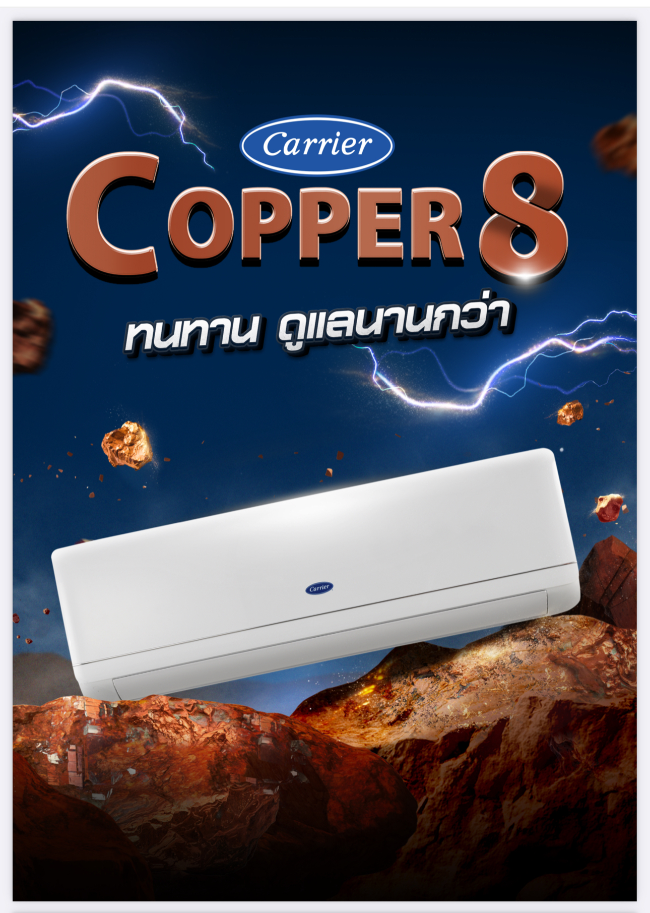 Carrier COPPER8 แอร์ติดผนัง ขนาด 24000 BTU รุ่น COPPER8 NEW2023 แอร์ เครื่องปรับอากาศ