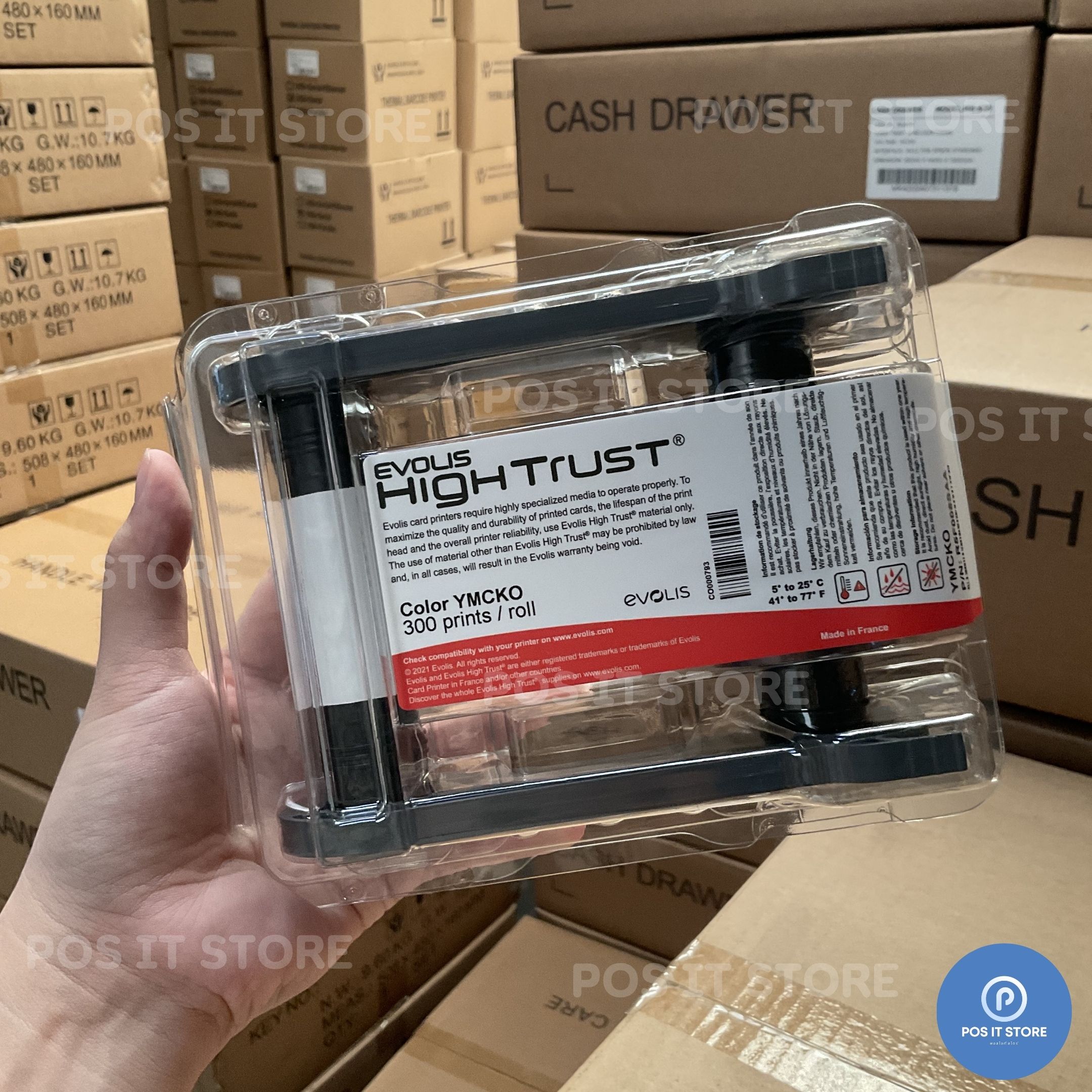 Evolis R5F008SAA YMCKO Ribbon (300 prints/roll) ริบบอนสี สำหรับเครื่อง ...