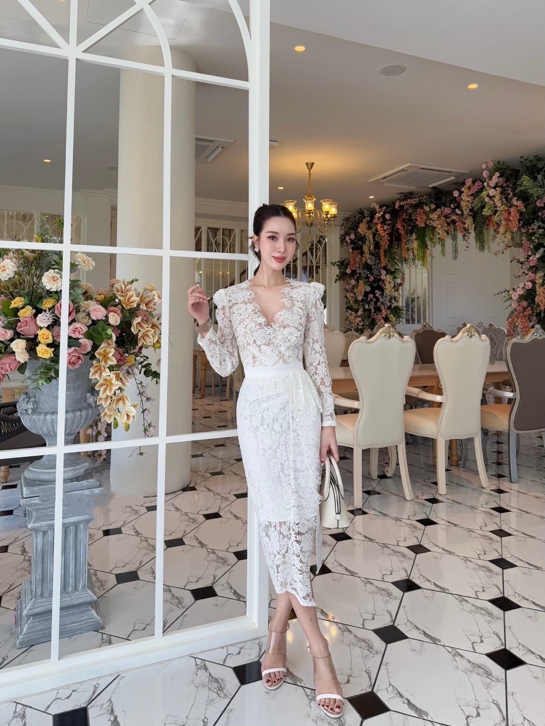 เดรสลูกไม้ S-XL ชุดออกงาน ชุดไปงาน ชุดไปวัด ชุดทำบุญ ชุดงานบุญ ชุดงาน ...