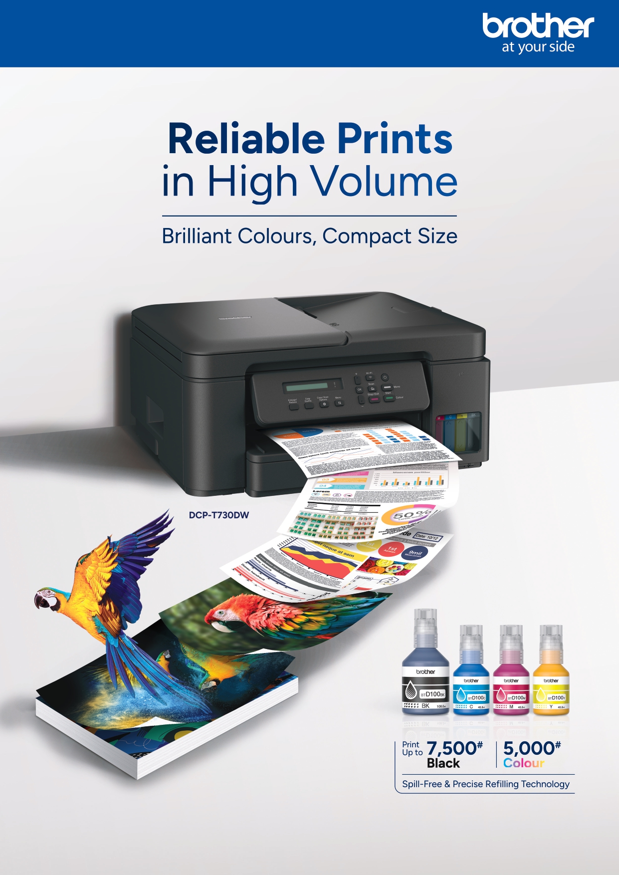 BROTHER DCP-T730DW INK TANK PRINTER 3 in 1 WIFI เครื่องพิมพ์ออลอินวัน ...