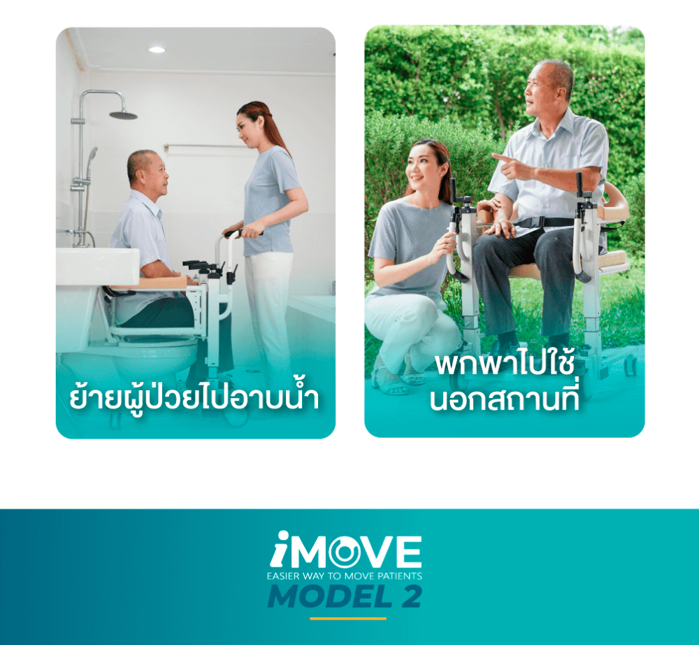 Synergy รุ่น iMOVE Model2 รถเคลื่อนย้ายผู้ป่วยอเนกประสงค์ เก้าอี้ยกตัว ช่วยผ่อนแรงผู้ดูแล