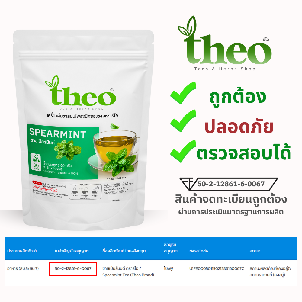 [Theo] ชาสเปียร์มินต์ Spearmint Tea มี 2 ขนาด มี อย. คีโต if ทานได้ ...