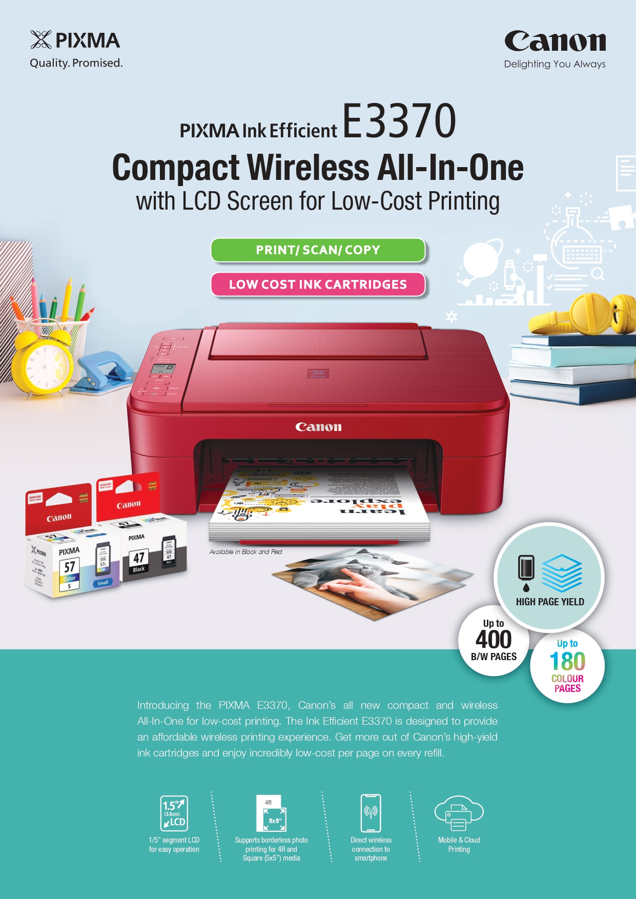 Canon Printer E3370 3 in 1 WIFI ปริ้นเตอร์อิงค์เจ็ค พร้อมตลับหมึก ...
