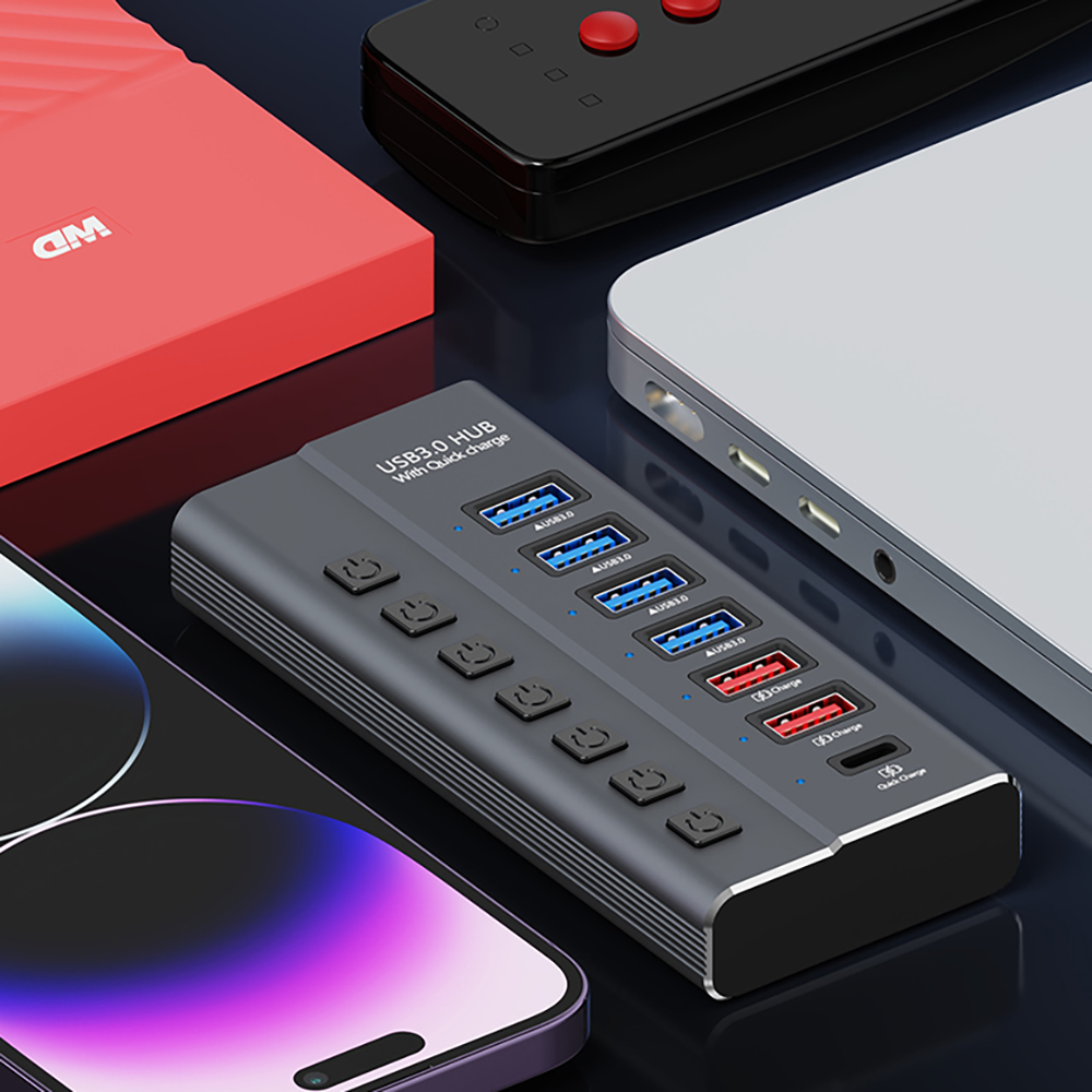 Newtech USB 3.0 Hub 7 PORT HUB USB 3.0 4 Ports Super Hi-Speed DM-506 ...