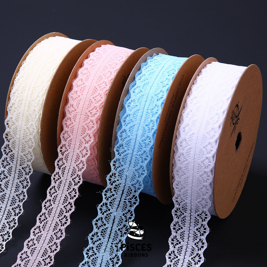 Vintage Lace Edge Ribbon ขนาด 3 cm. – ริบบิ้นลูกไม้ขอบโค้ง 3 ซม. ปักชาย ...