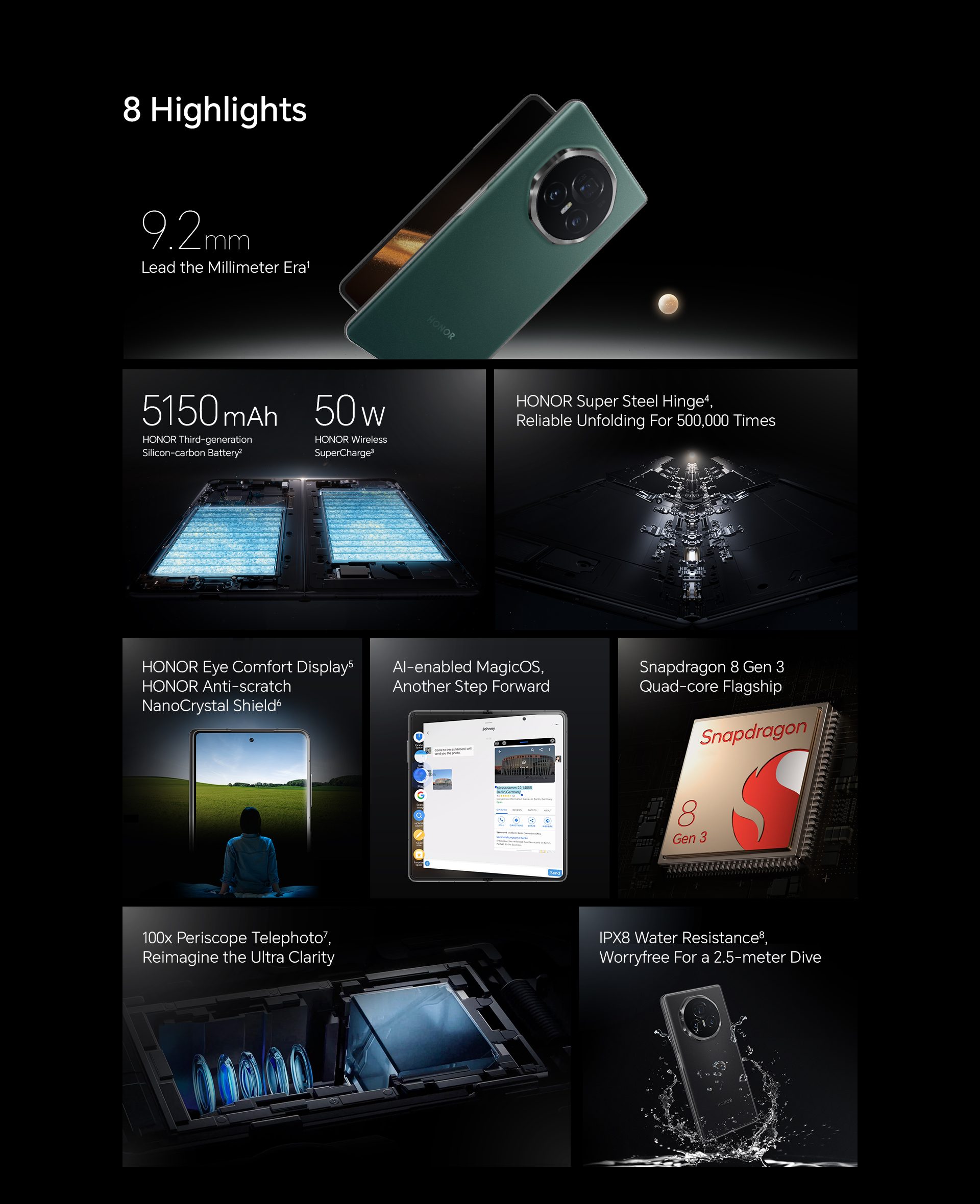 HONOR Magic V3 | 12+512GB | หน้าจอ 120Hz 7.92" | Snapdragon 8 Gen 3 | Fast Charge 66 W |แบตเตอรี่ 5150 mAh