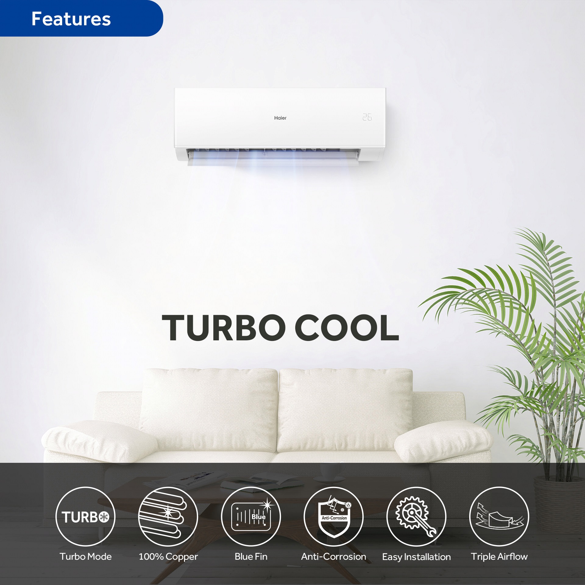Haier QEMC Series เครื่องปรับอากาศติดผนัง Fixed Speed แอร์ เครื่องปรับอากาศ