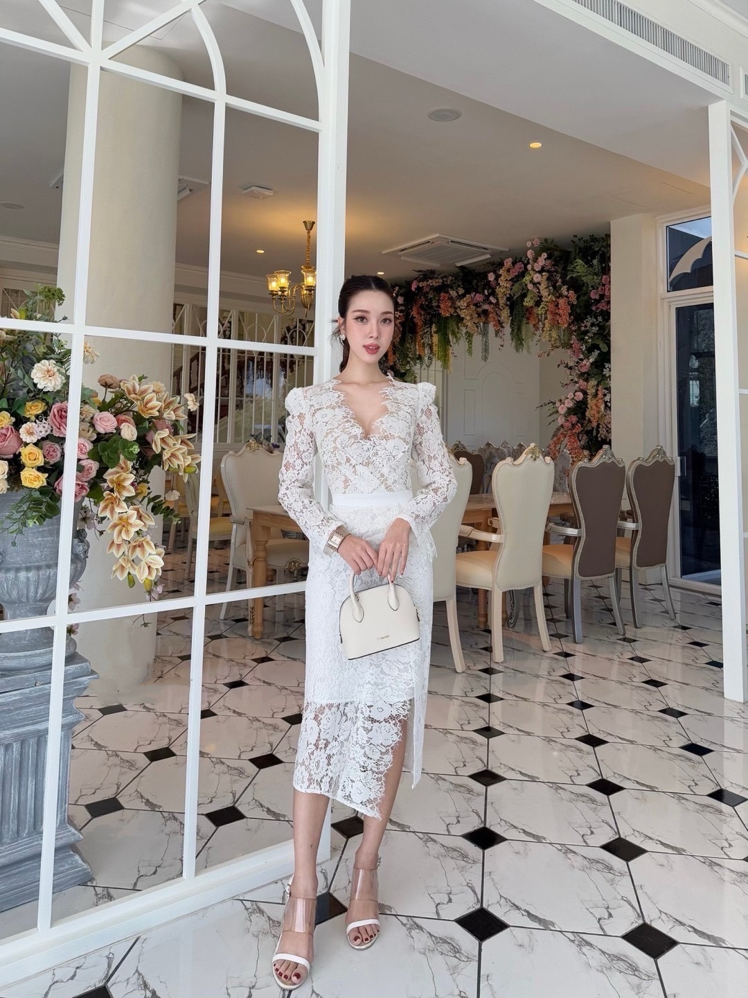 เดรสลูกไม้ S-XL ชุดออกงาน ชุดไปงาน ชุดไปวัด ชุดทำบุญ ชุดงานบุญ ชุดงาน ...