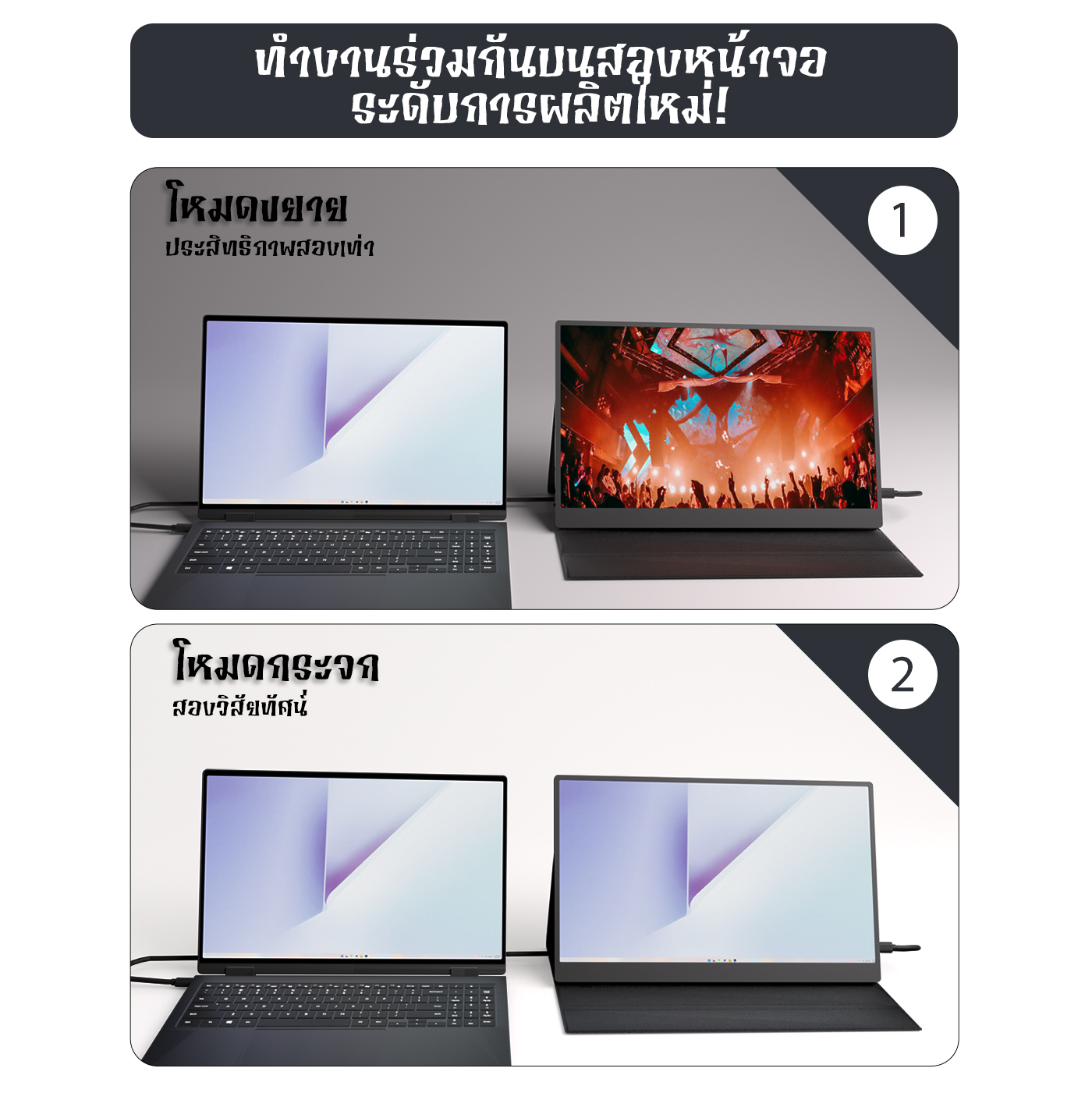 Rantoper 15.6 นิ้วจอภาพ Full HD 1080P แบบพกพาพร้อมลำโพงรองรับสาย HDMI ...