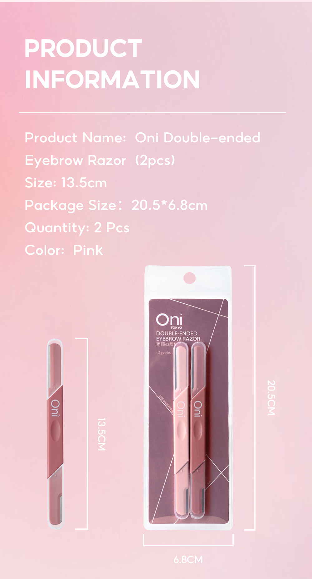 Oni Double-ended Eyebrow Razor (2pcs) Painless Facial Hair Remover ...