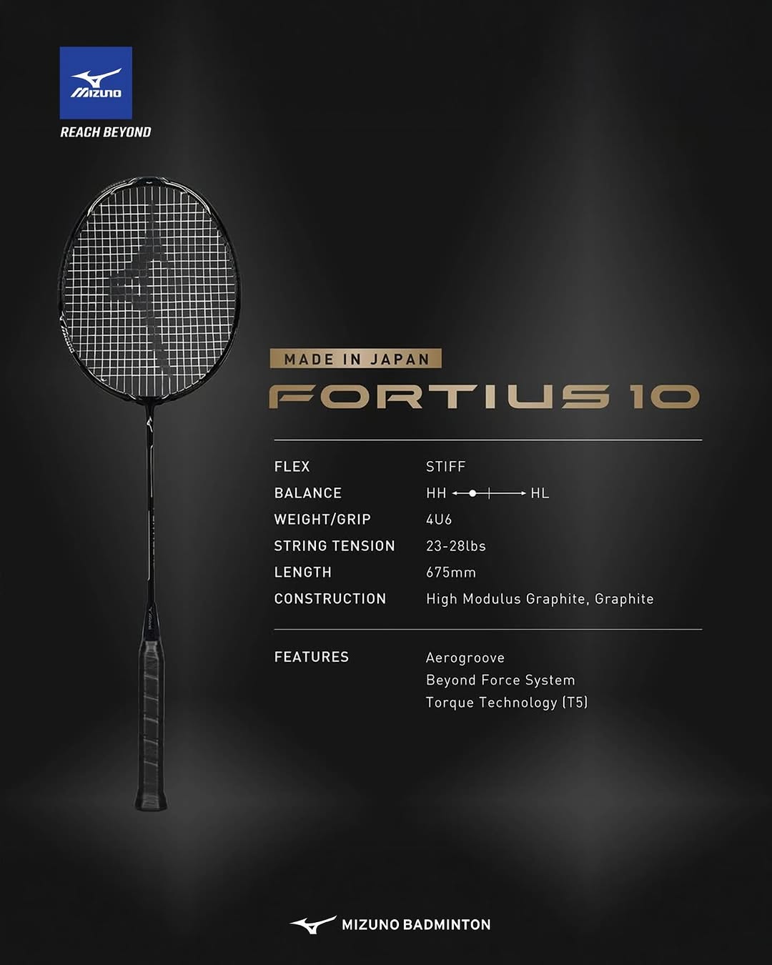 Mizuno Fortius 10 BDSS 4ug6 JP 🇯🇵 ไม้แบดมินตัน (ราคาพิเศษ