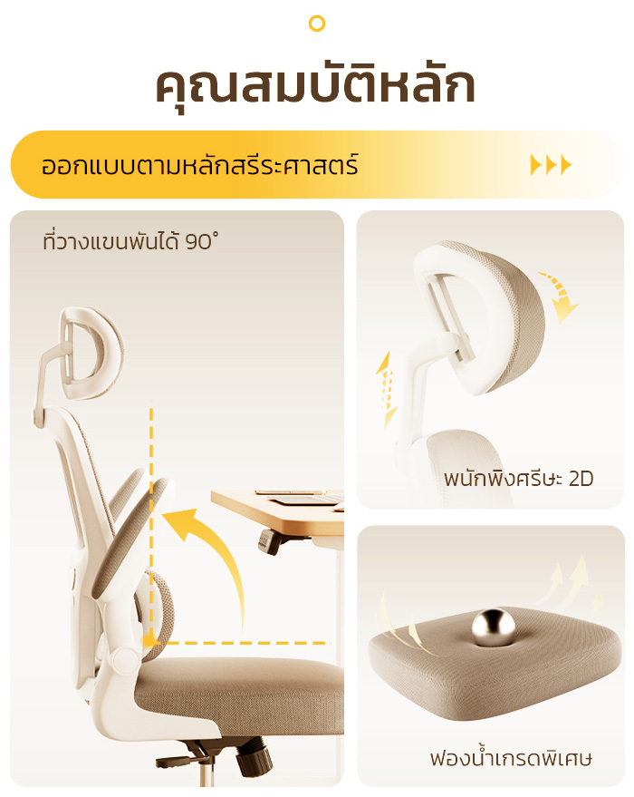 Deli เก้าอี้ทำงาน เก้าอี้ออฟฟิศ ที่นั่งสำนักงาน เก้าอี้ทำงานเพื่อสุขภาพ นุ่มสบาย ตามหลักสรีระศาสตร์ ระบายอากาศดีเยี่ยม พนักพิงศีรษะ เพื่อสุขภาพ หมุนและปรับเอนได้ เก้าอี้พนักพิงสูง Ergonomic Office Chair