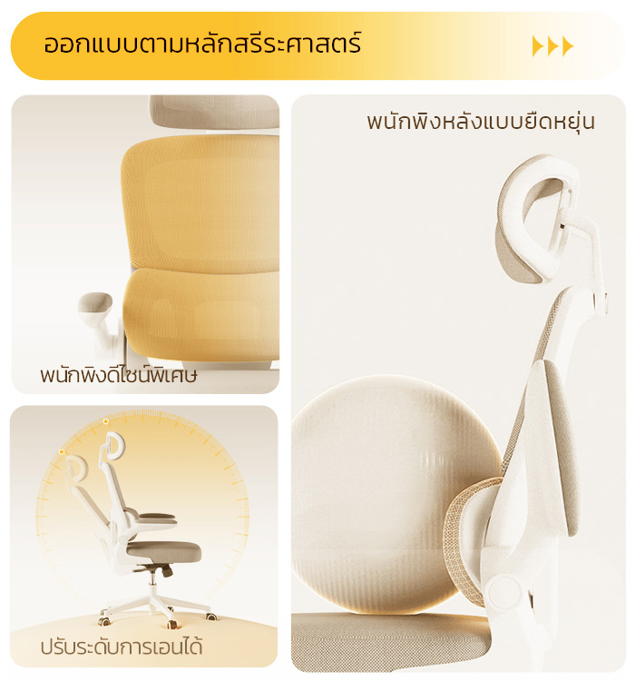 Deli เก้าอี้ทำงาน เก้าอี้ออฟฟิศ ที่นั่งสำนักงาน เก้าอี้ทำงานเพื่อสุขภาพ นุ่มสบาย ตามหลักสรีระศาสตร์ ระบายอากาศดีเยี่ยม พนักพิงศีรษะ เพื่อสุขภาพ หมุนและปรับเอนได้ เก้าอี้พนักพิงสูง Ergonomic Office Chair