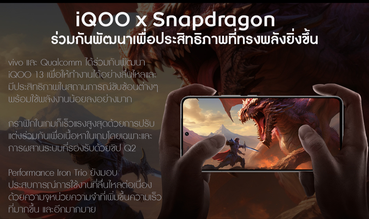 iQOO 13 5G (16+16/512GB) ไอคูล Snapdragon 8 Elite+Chip Q2 | 6150mAh+120w | 2K 144Hz Ultra Eyecare Display | VC 7K