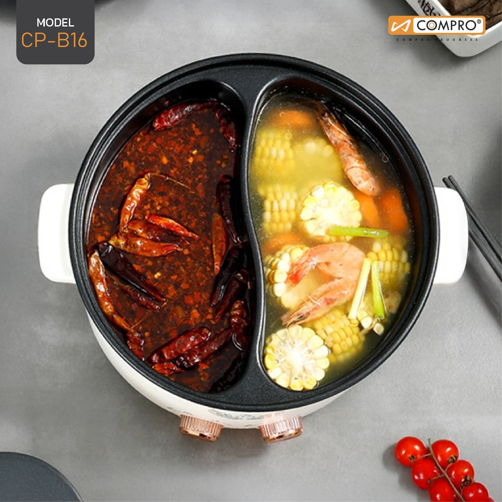 COMPRO หม้ออเนกประสงค์ 2 ช่อง MULTI-PURPOSE 2-COMPARTMENT POT CP-B16 ...