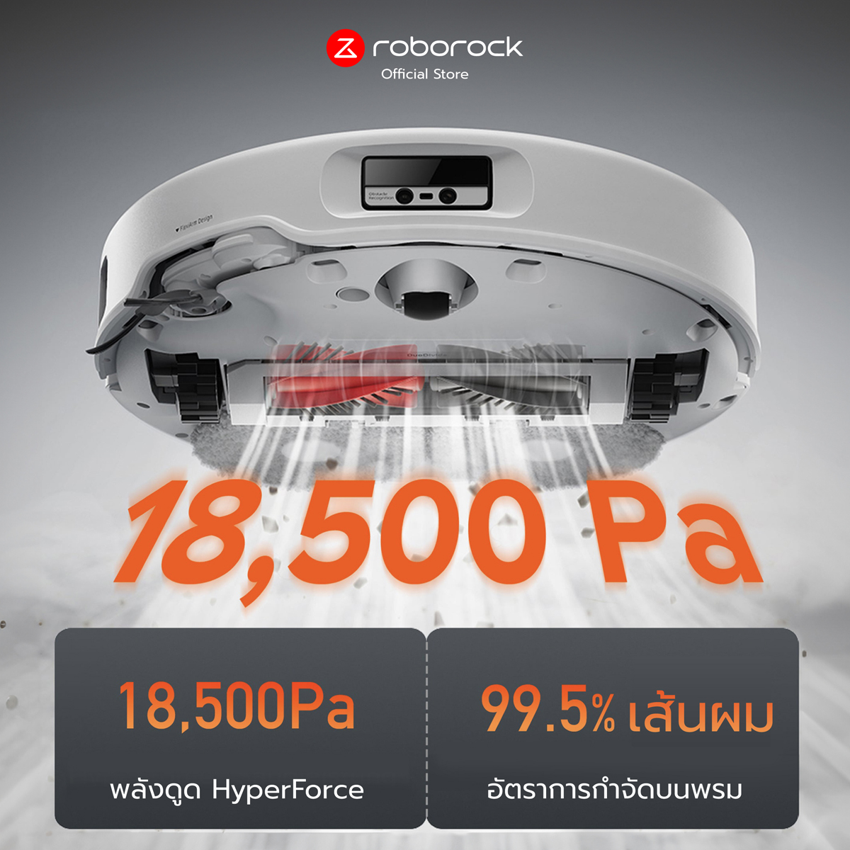 Roborock Qrevo Edge 5V1 หุ่นยนต์ดูดฝุ่นถูพื้น เป่าแห้ง แรงดูดสูงถึง 18,500 Pa รับประกันสินค้า 2 ปี