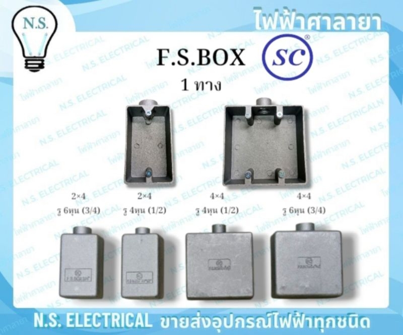 SC F.S.BOX 1ทาง เอฟเอสบ็อก บล็อค บล็อก 2×4 4×4 กล่องสวิทช์ เดินสายไฟ ...