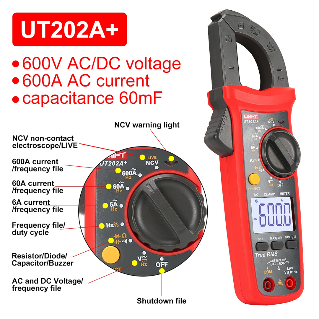 UNI-T UT202+ UT203+ UT202A+ มัลติมิเตอร์ดิจิตอล Clamp และ DC ตัวต้านทาน ...