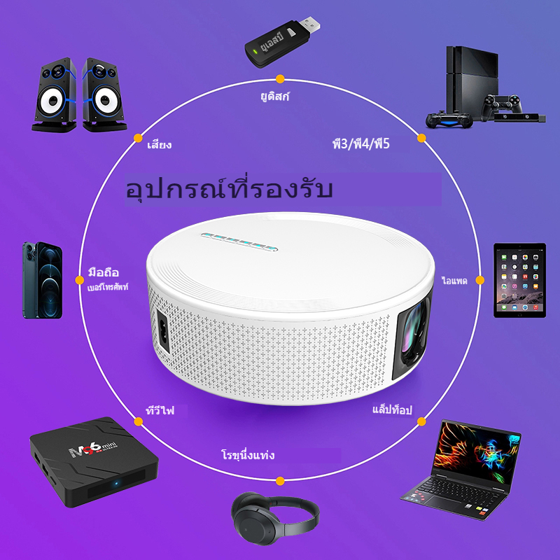 【100_ ของแท้ 】2025 T269 4K โปรเจคเตอร์ขนาดเล็กพกพา รองรับ คุณภาพรูปภาพ ...