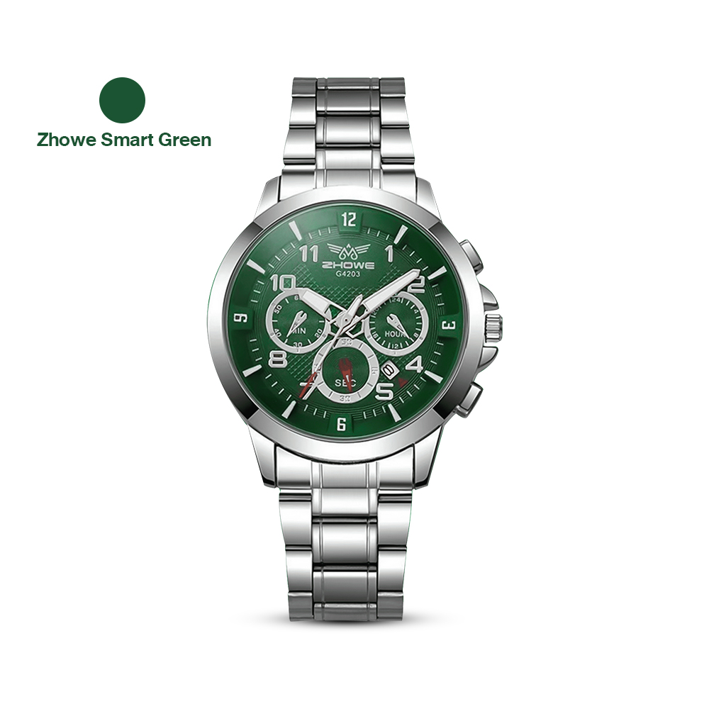 [2 เรือน] Zhowe Series 3 นาฬิกาข้อมือ รุ่น G4203 สีเขียวเข้ม + สีดำ สาย ...