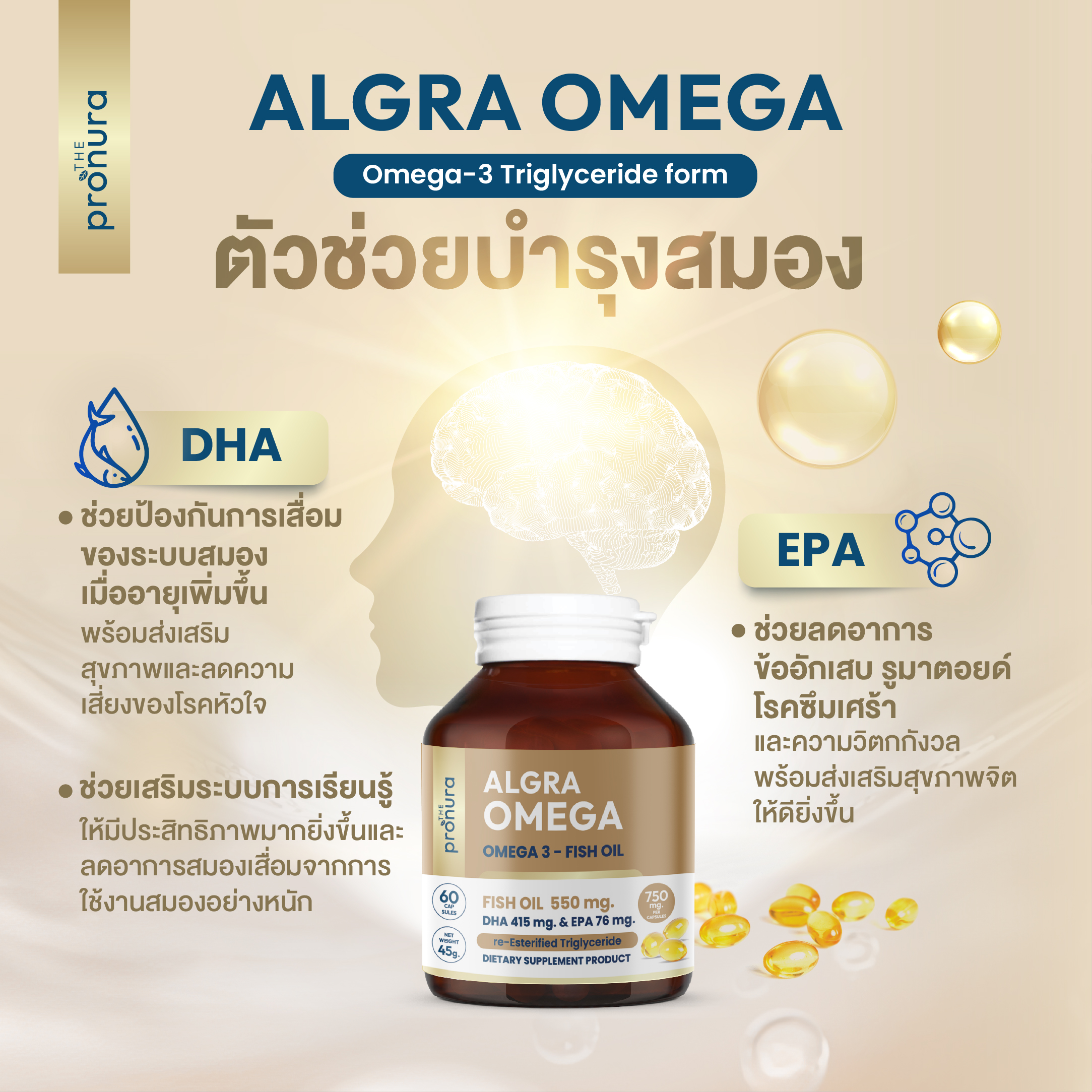 AlgraOmega Omega-3 Triglyceride Form | DHA+EPA 491mg | โอเมก้า 3 บำรุง ...