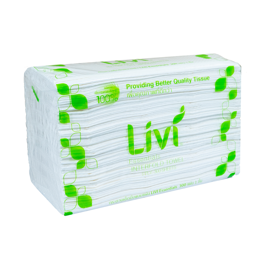(ยกลัง) Livi กระดาษเช็ดมือพับต่อเนื่อง L-Fold หนา 1 ชั้น 300 แผ่น จำนวน ...