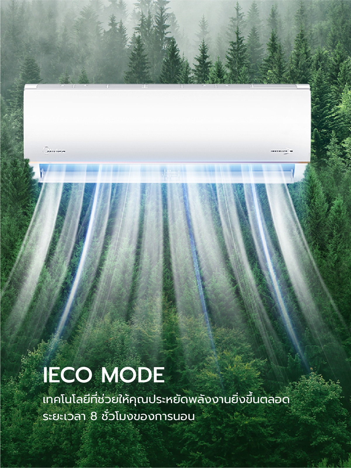 Midea ECO EASY 2 แอร์ติดผนังไมเดีย inverter รุ่น ECO EASY 2 ขนาด 9,000/12,000/18,000/22,000BTU*รับประกันสินค้า 5 ปี / Compresser 7 ปี