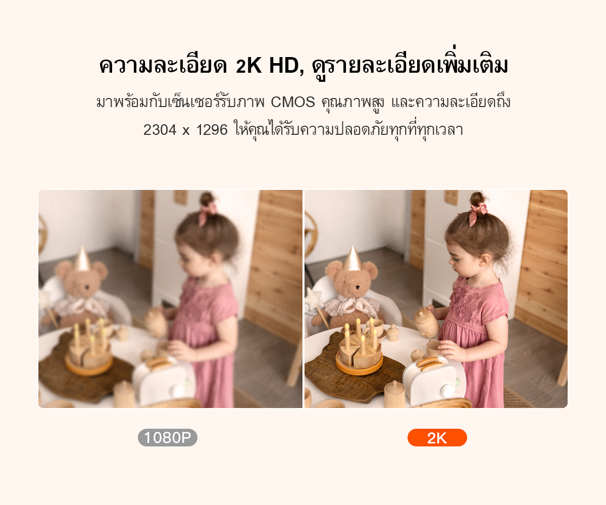 Tenda RP3 กล้องวงจรปิดไร้สาย Wifi 3MP IP Security Camera 2K Resolution Pan&Tilt Indoor Night Vision