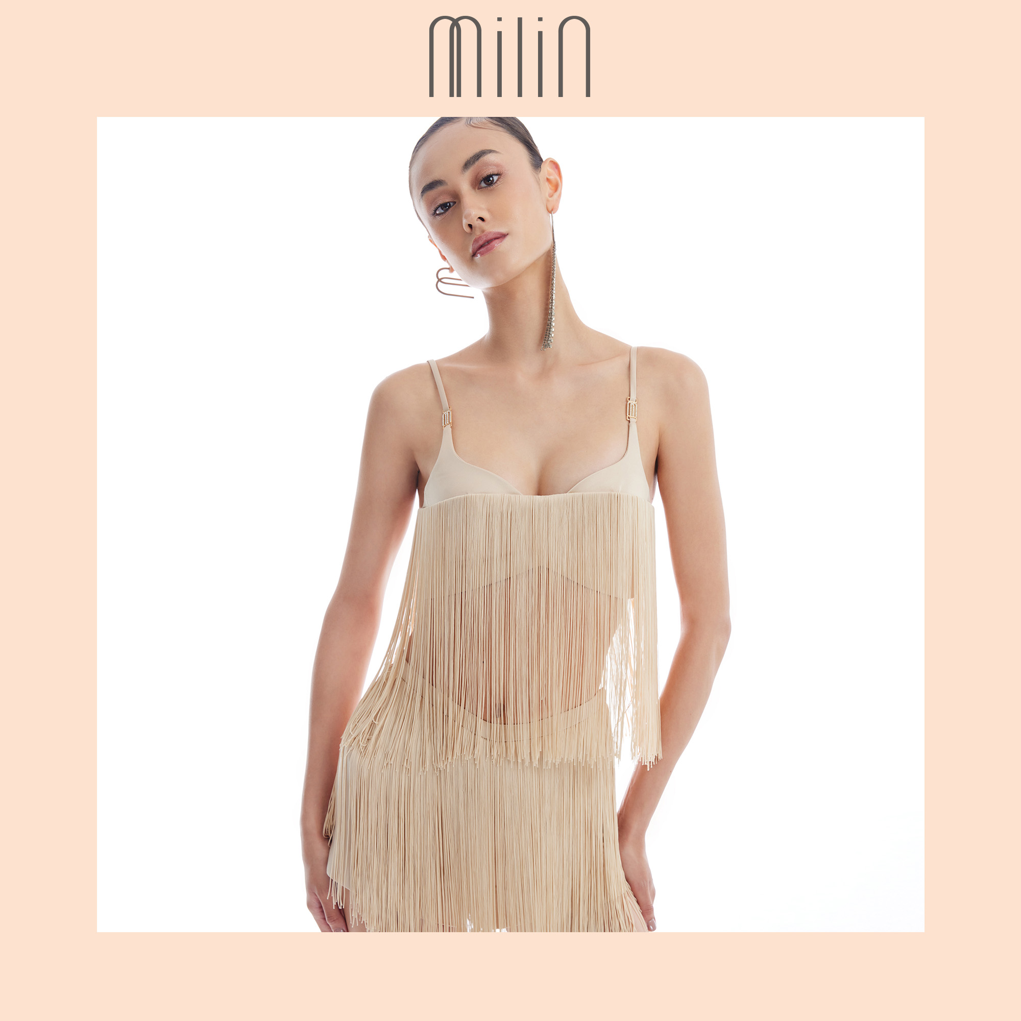 [MILIN] Sway Bra fringe spaghetti straps Top เสื้อบราสายเดี่ยวแต่งฟริน ...