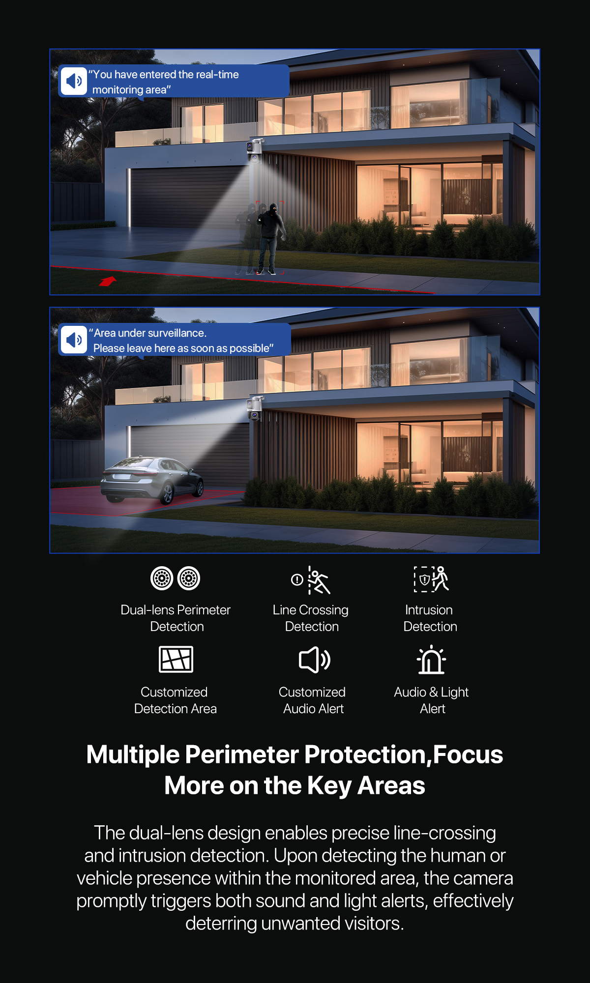 Tenda RH9 Outdoor Security เลนส์คู่ Wi-Fi Pan/Tilt CCTV Camera 6MP Color Night Vision Dual lens
