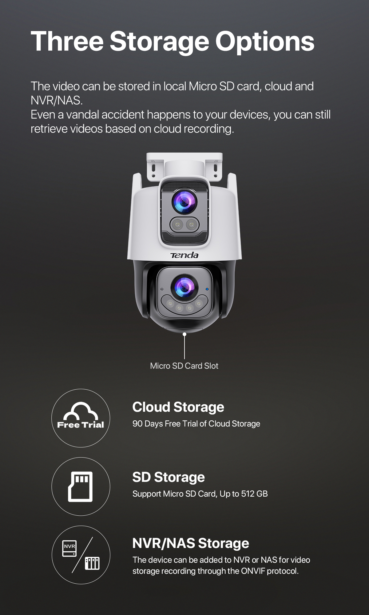 Tenda RH9 Outdoor Security เลนส์คู่ Wi-Fi Pan/Tilt CCTV Camera 6MP Color Night Vision Dual lens
