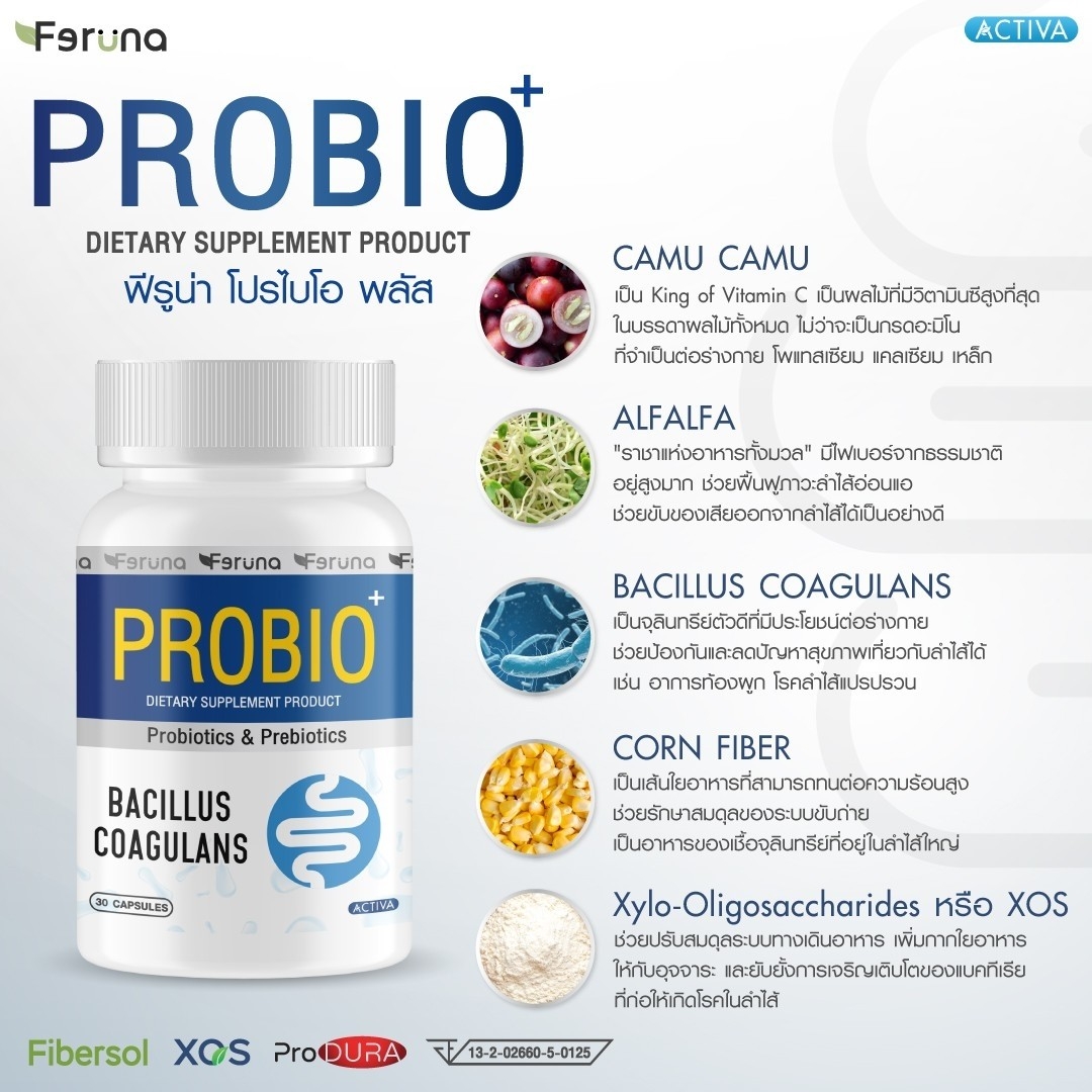 Feruna Probio+ Produra ฟีรูน่าโปรไบโอพลัส โพรไบโอติกและพรีไบโอติก ช่วย ...