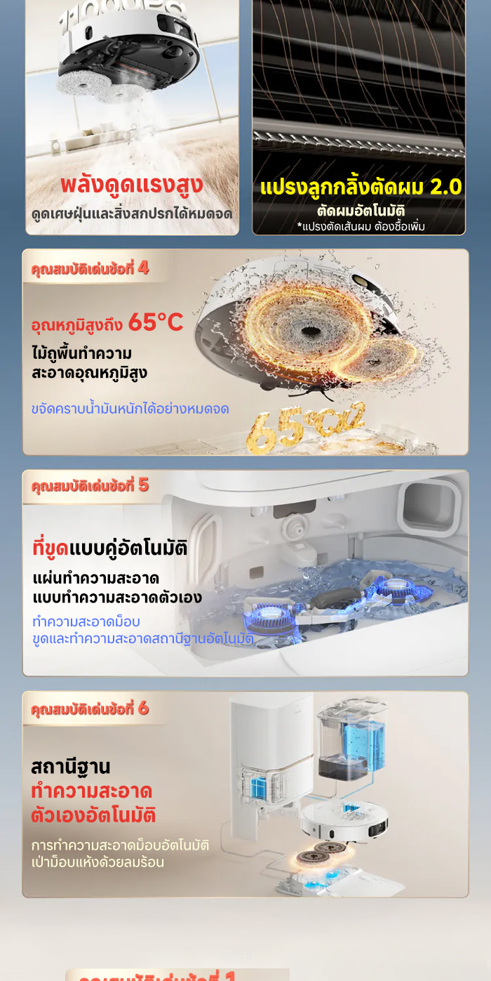DREAME Bot L30s Ultra Robot Vacuum หุ่นยนต์ดูดฝุ่นถูพื้น ถูพื้น ซักผ้าถู อบผ้า แรงดูดสูงถึง 11,000Pa