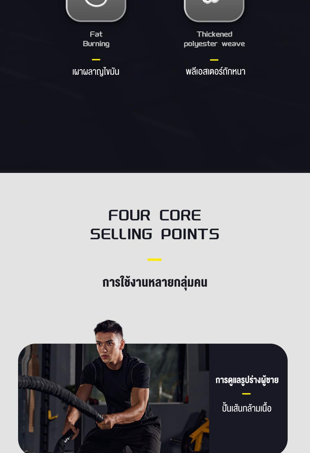 เชือกสะบัด เชือกออกกำลังกาย ความยาว 9m/12m/15m Battle Rope MMA UFC ...