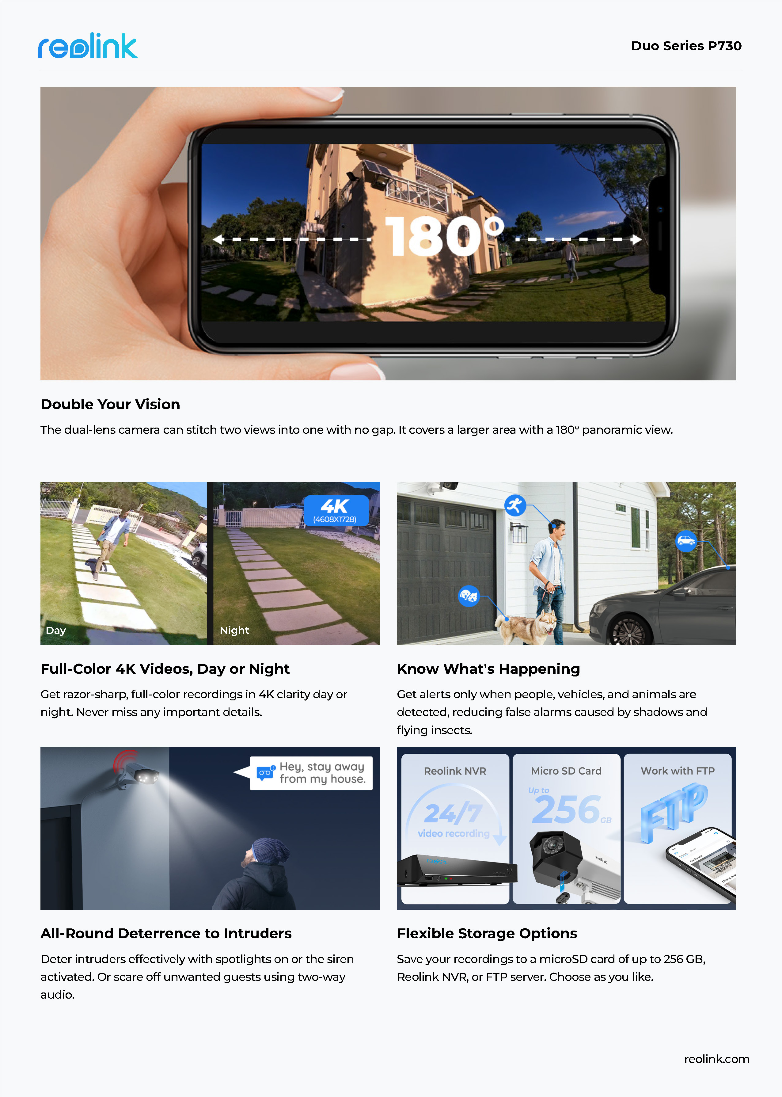 กล้องวงจรปิด Reolink P730 8MP Ultra HD Dual-Lens 180° Panoramic พร้อม ...