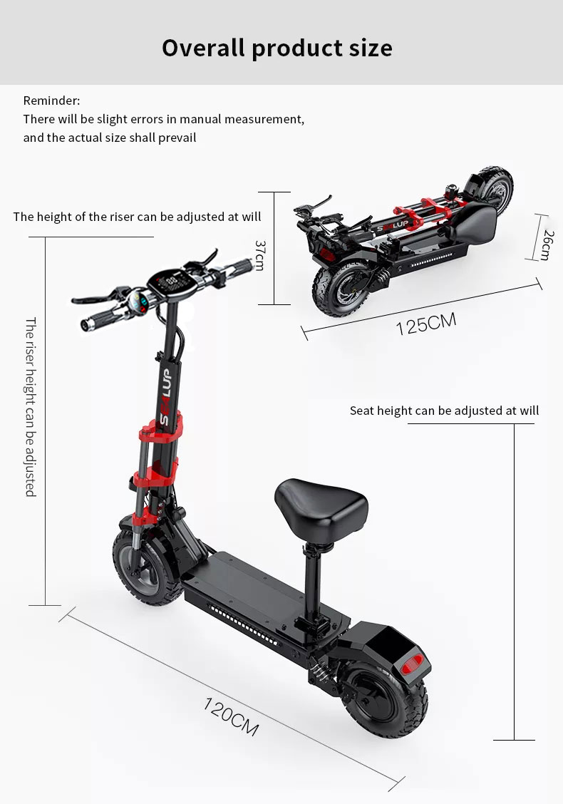 SEALUP Q20 รถไฟฟ้า สกู๊ตเตอร์ไฟฟ้า รุ่นออฟโรด สกูตเตอร์ไฟฟ้าผู้ใหญ่พับได้ กันน้ำ สกู๊ดเตอร์ไฟฟ้า
